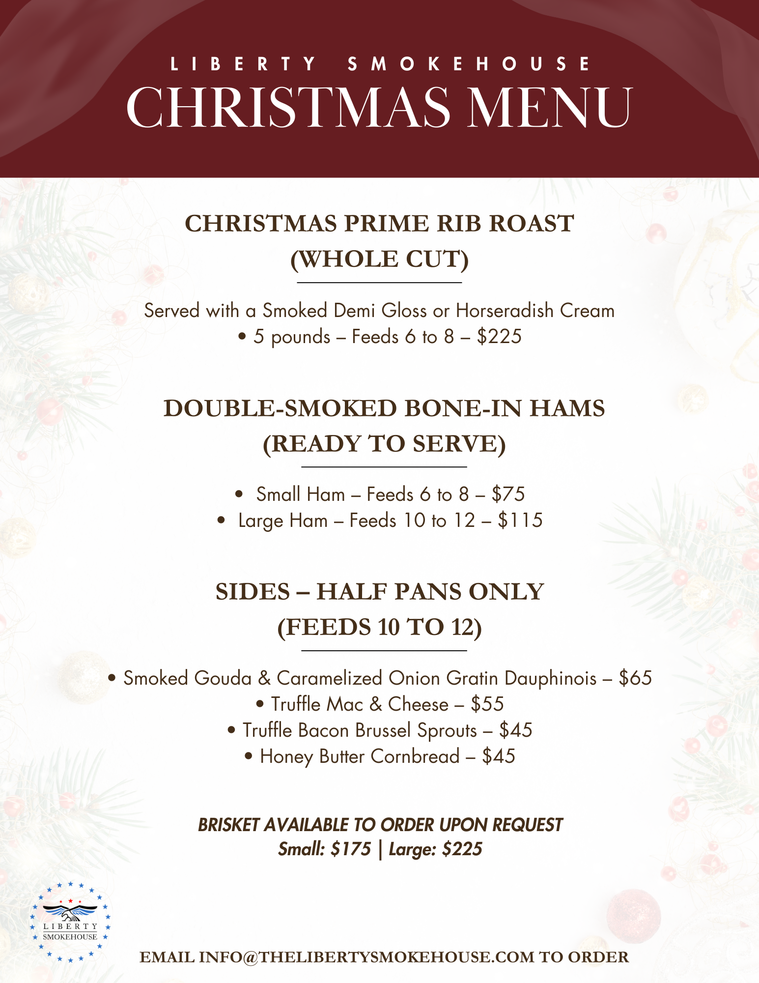 Christmas Catering Menu
